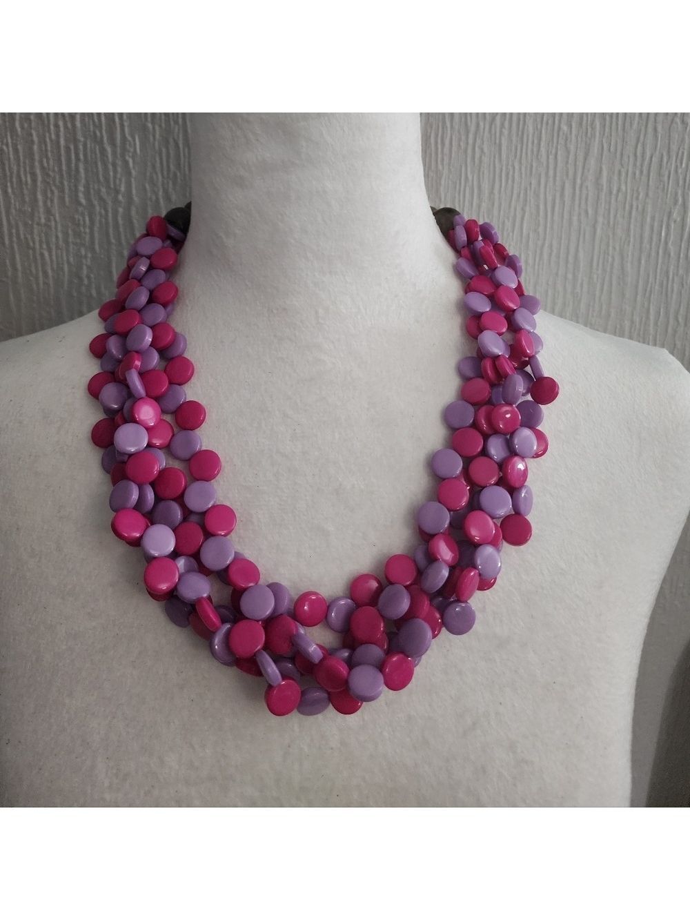 Pink Purple Beaded Necklace - Picture 2 of 7